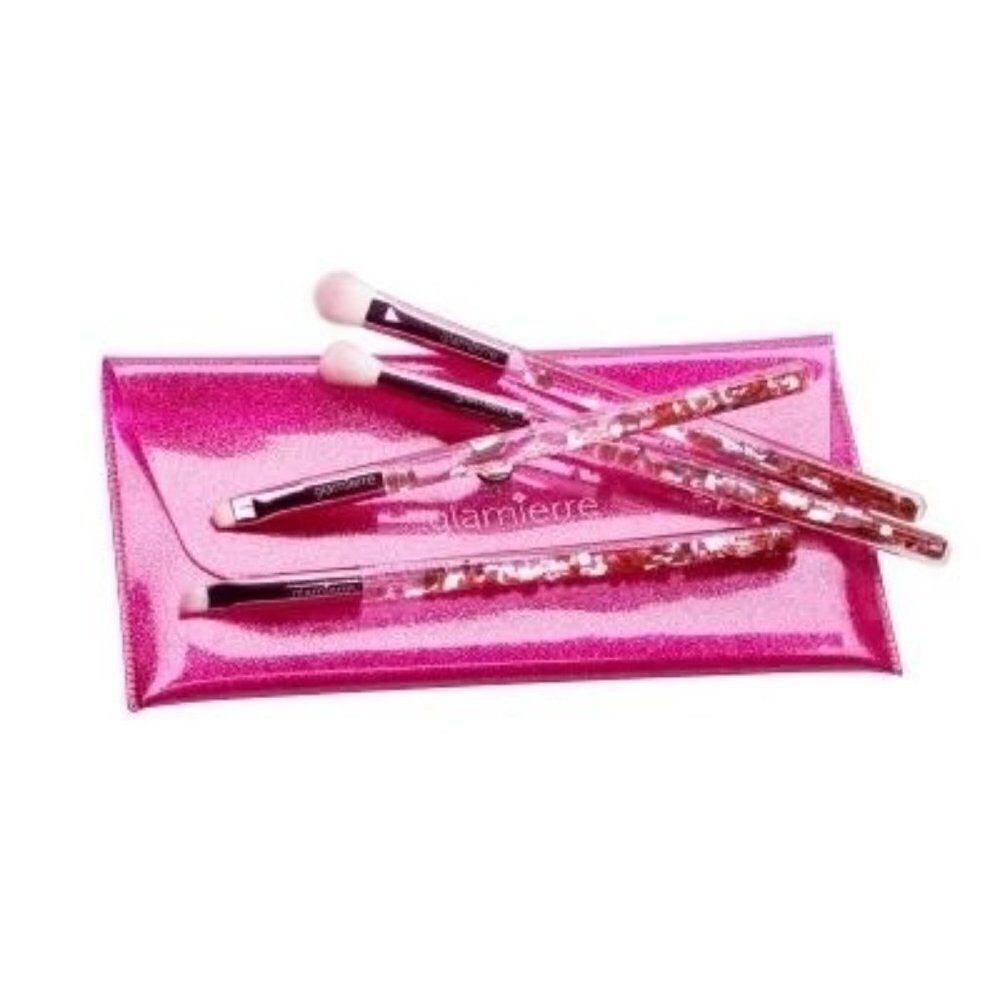 Glamierre New In Pouch 4 Piece Essential Pink Luxe Glitter Eye Brush Collection